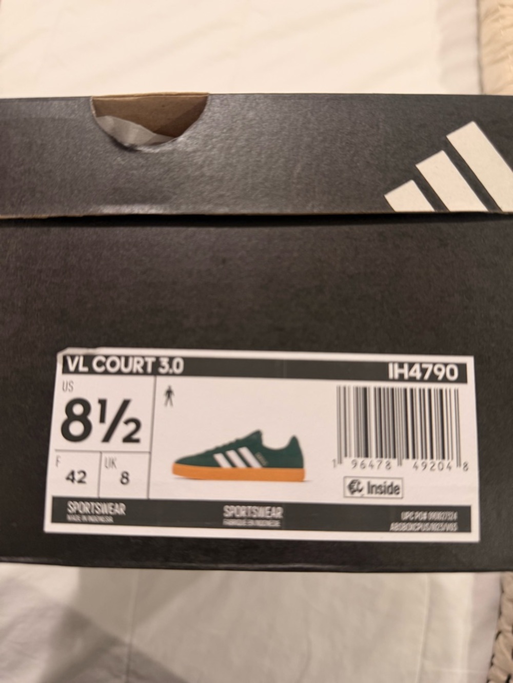 adidas VL Court 3.0 Sneakers - Dark Green with Gum Sole